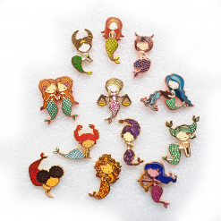 Zodiac Mermaid Enamel Pins Set of 12