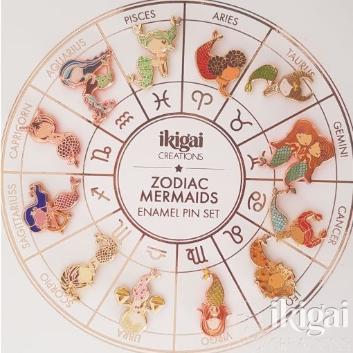 Zodiac Mermaid Enamel Pins Set of 12