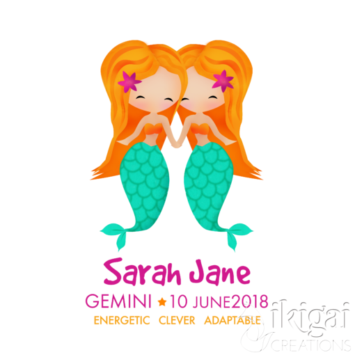 Personalised Gemini Mermaids Print